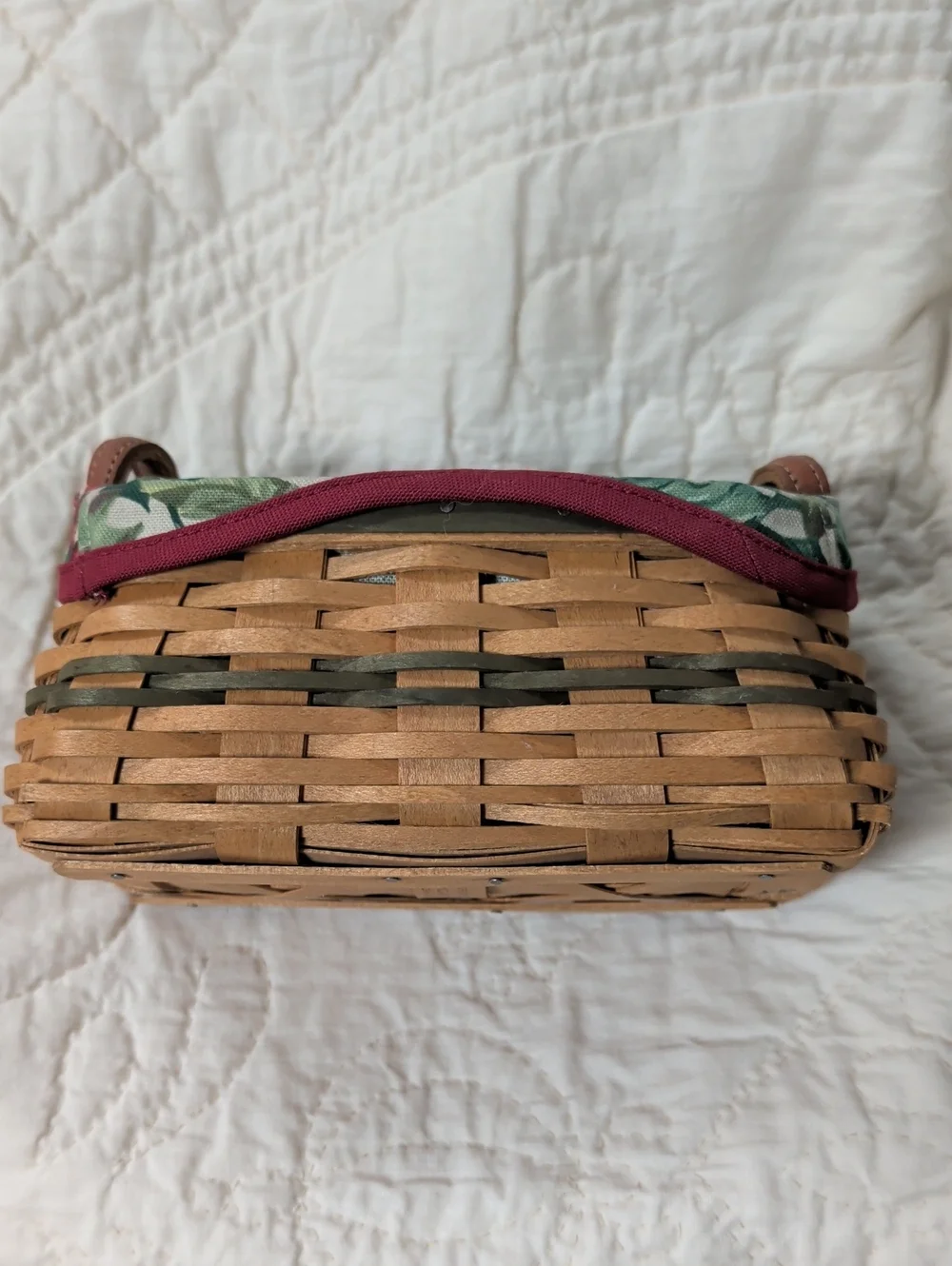 Longaberger 2002 Tree Trimming Basket with Liner Green Red